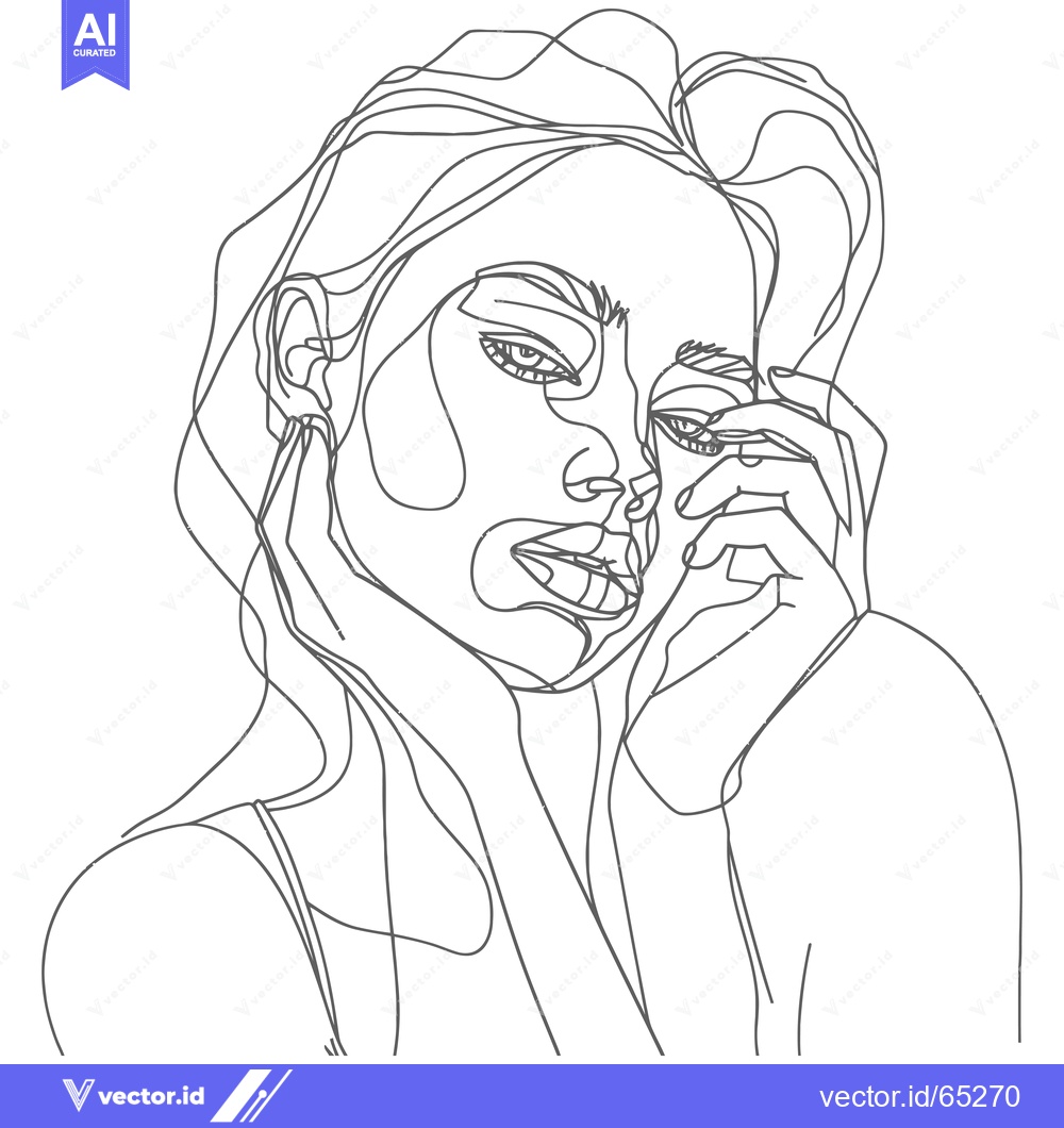 Premium Vector dari Abstract Line Art Drawing of a Woman's Face