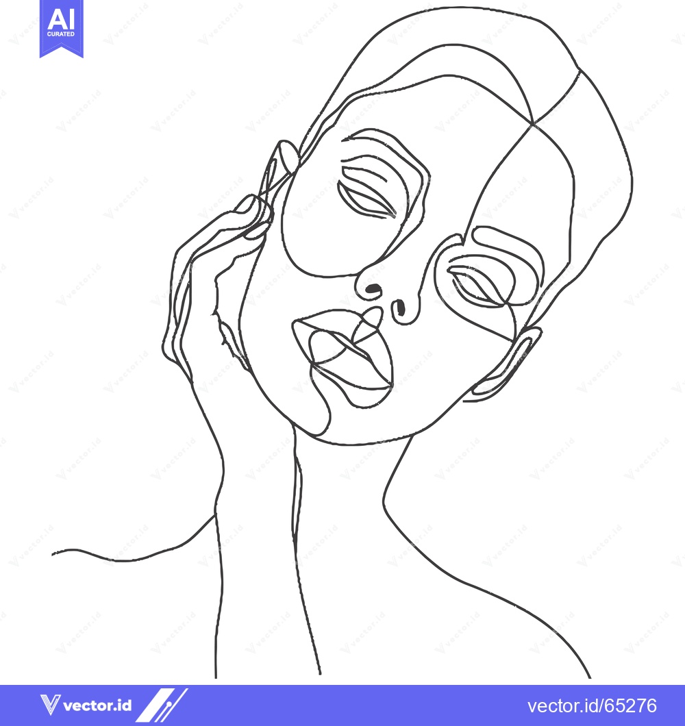 Premium Vector dari Single Line Art Drawing of a Woman's Face