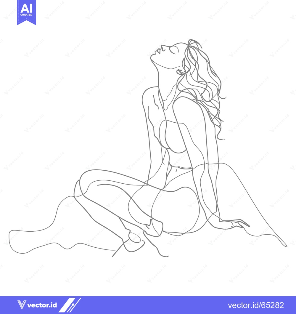 Premium Vector dari Single-Line Drawing of a Woman Sitting with Her Head Tilted Back
