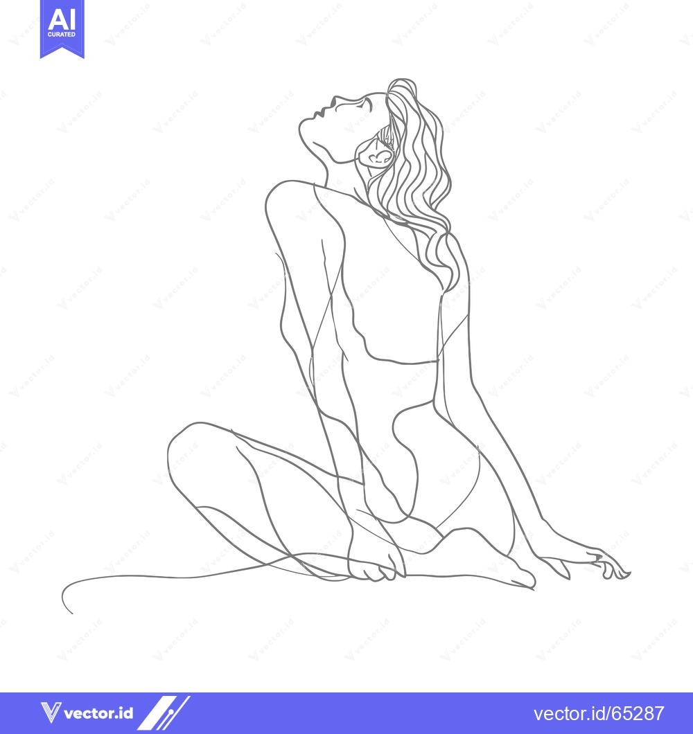 Premium Vector of A One-Line Drawing of a Woman Sitting with Head Tilted Back