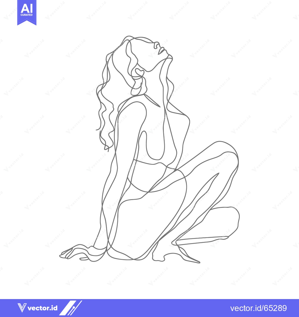 Premium Vector of A Single-Line Drawing of a Woman Sitting with Her Head Tilted Back