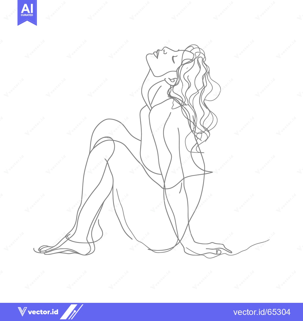 Premium Vector of One-Line Drawing of a Woman Sitting with Head Tilted Back