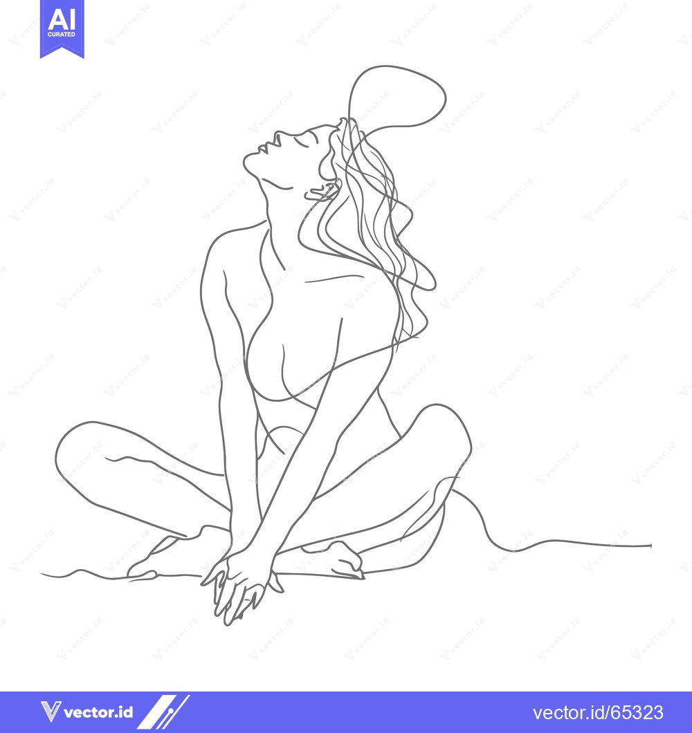 Premium Vector of Single Line Drawing of a Woman Sitting with Her Head Tilted Back