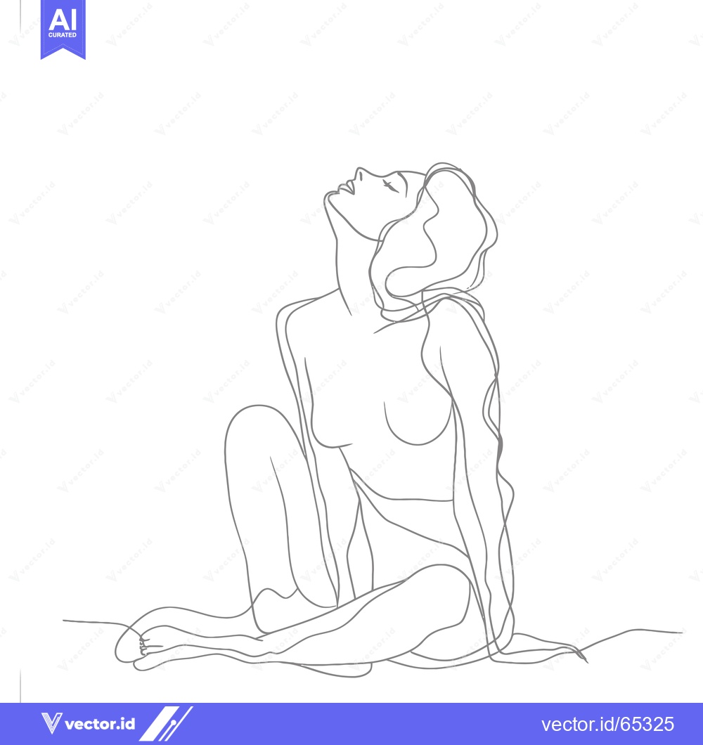 Premium Vector of A Single-Line Drawing of a Woman Gazing Upwards
