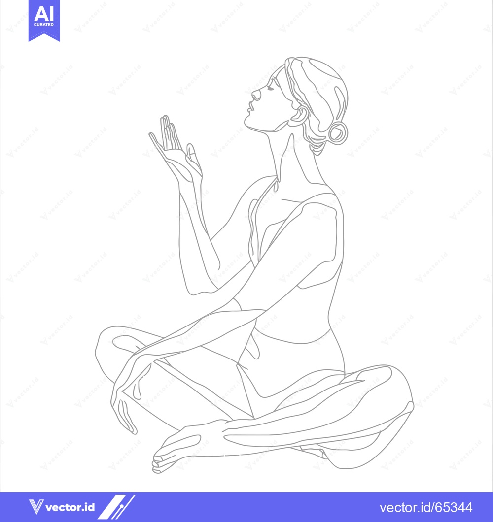 Premium Vector dari Line Art Illustration of a Woman in a Sitting Pose