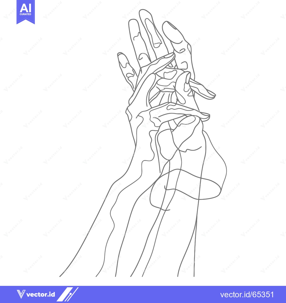 Premium Vector dari Line Drawing of Two Intertwined Hands Reaching Upward