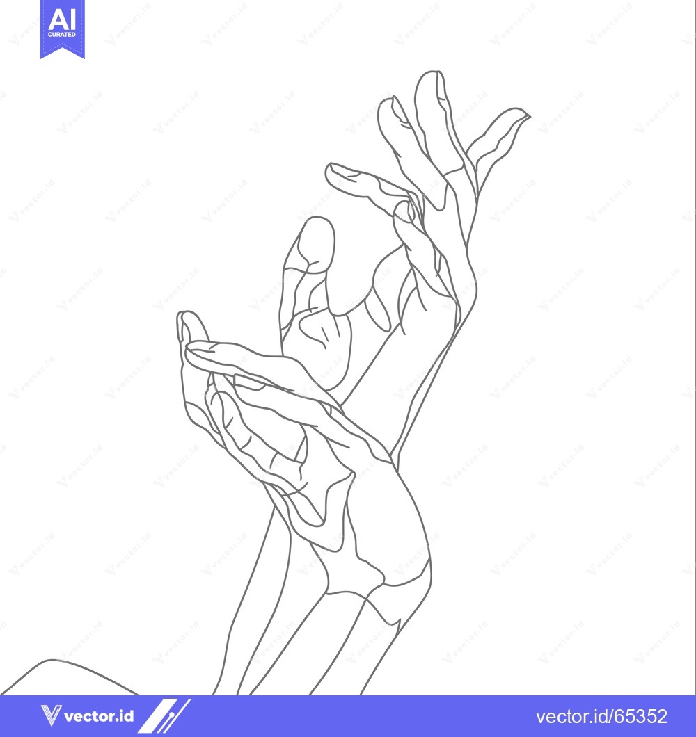 Premium Vector dari Line Drawing of Two Intertwined Hands Reaching Upward