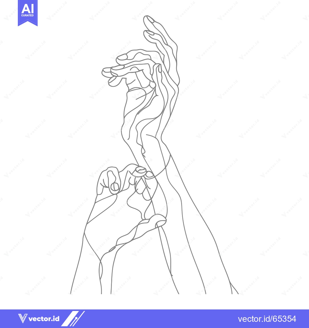 Premium Vector dari Line Drawing of Two Hands Intertwined