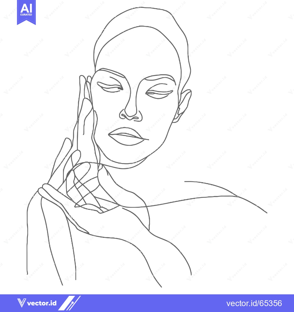 Premium Vector of A Single Line Drawing of a Woman's Face with Closed Eyes