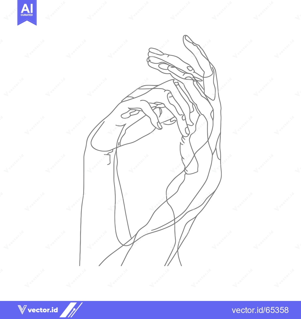 Premium Vector dari Line Art Illustration of Two Intertwined Hands