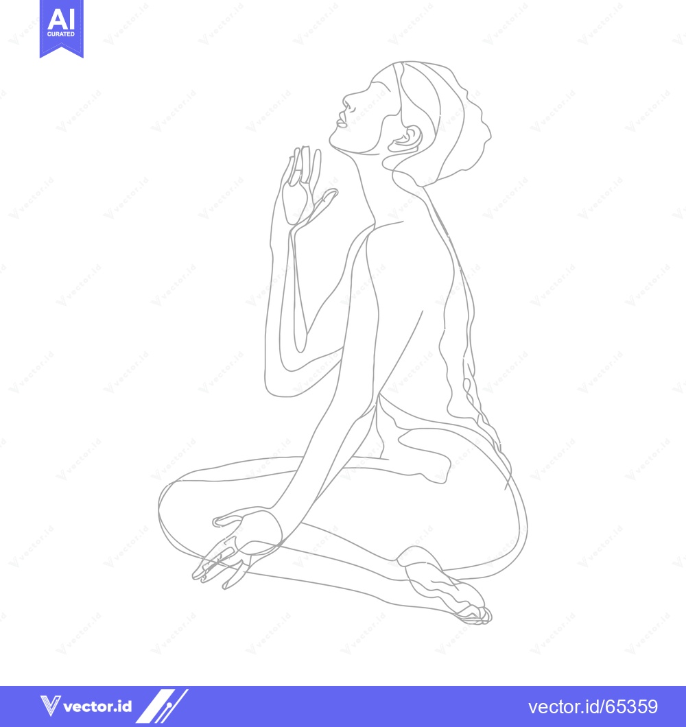 Premium Vector dari A Single-Line Illustration of a Woman Sitting with Her Head Tilted Bac
