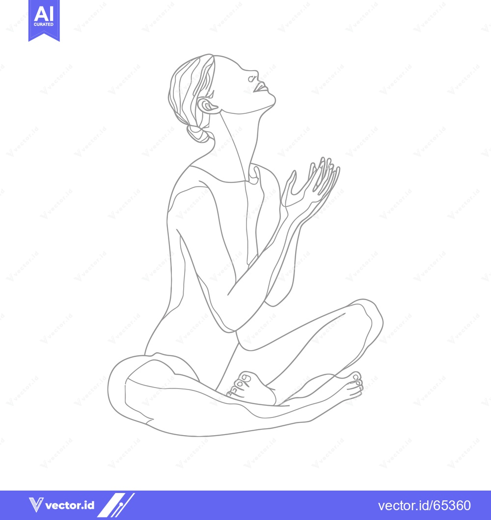 Premium Vector of Line drawing of a woman in a yoga pose with her hands raised