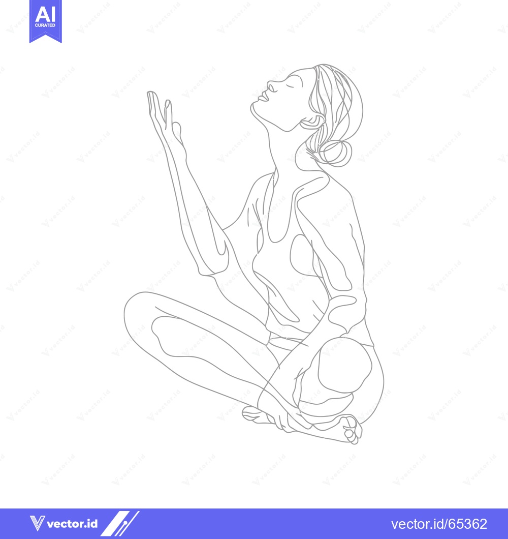 Premium Vector dari Line Art Illustration of a Woman in a Seated Pose with Her Head Tilted