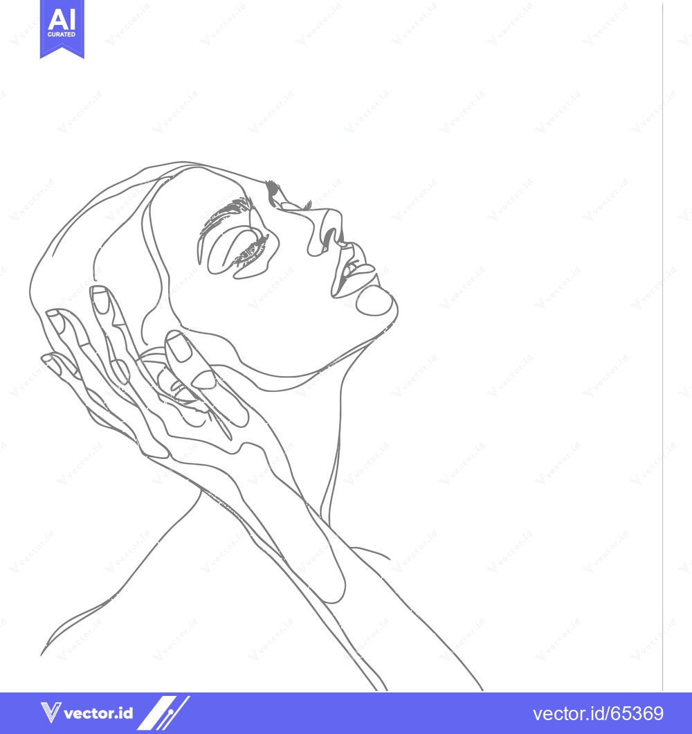 Premium Vector of Single Line Drawing of a Woman's Face and Hands
