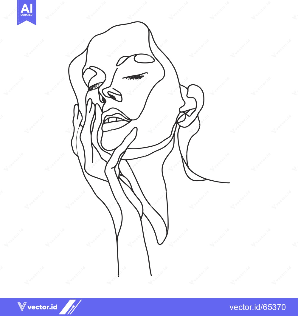 Premium Vector of One-Line Drawing of a Woman's Face with Eyes Closed