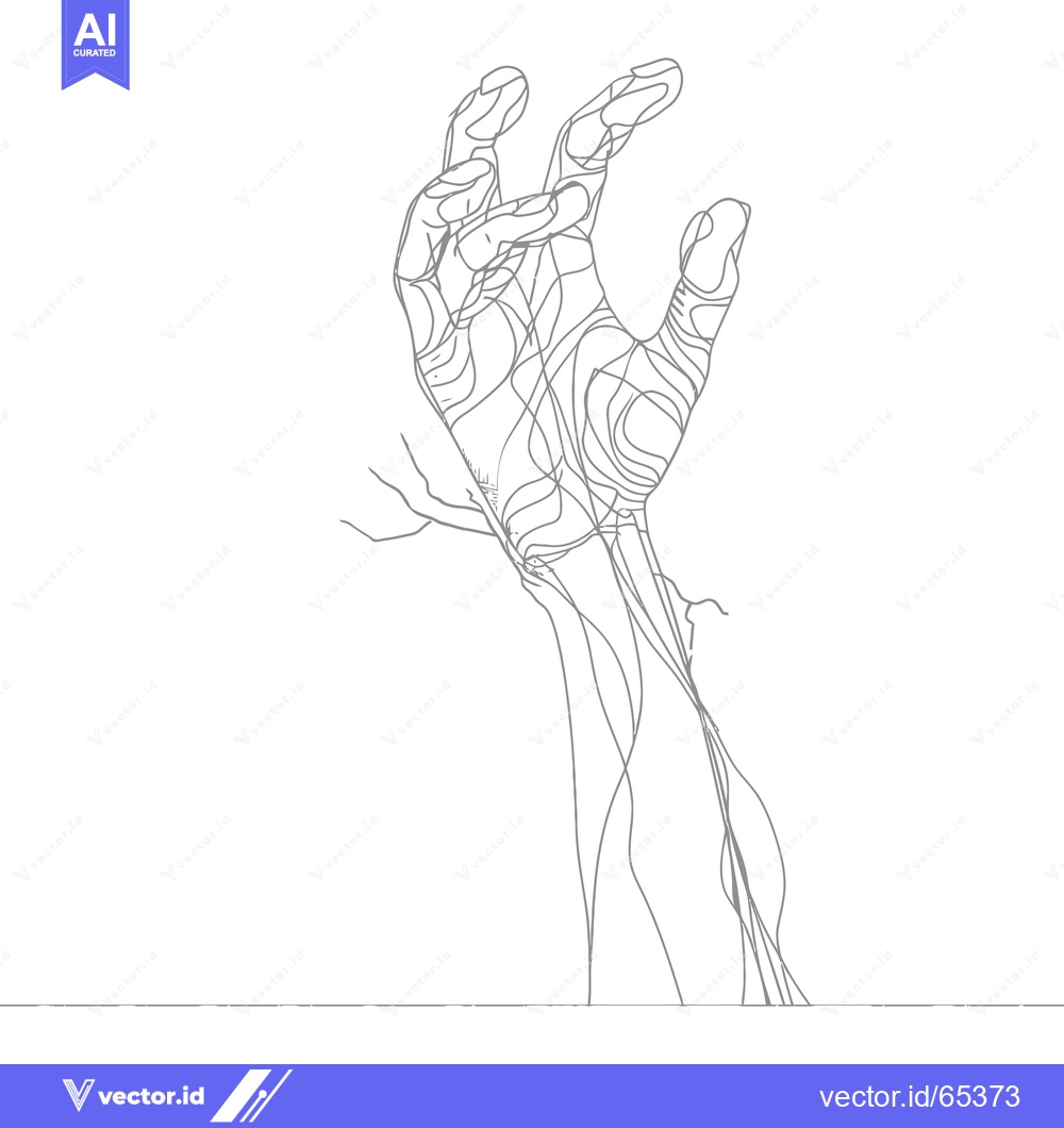 Premium Vector dari Line Art Illustration of a Reaching Hand with Detailed Veins