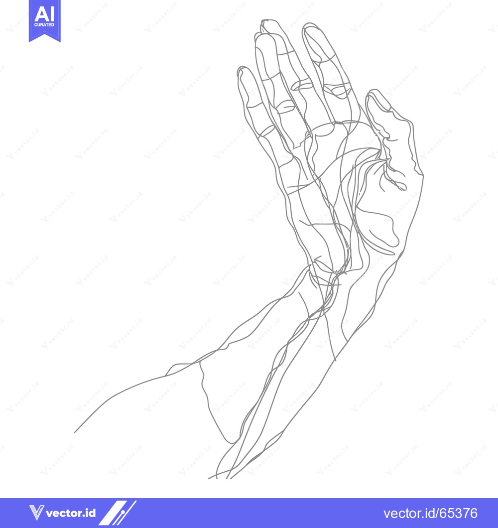 Premium Vector of Line Art Illustration of a Hand with Fingers Extended