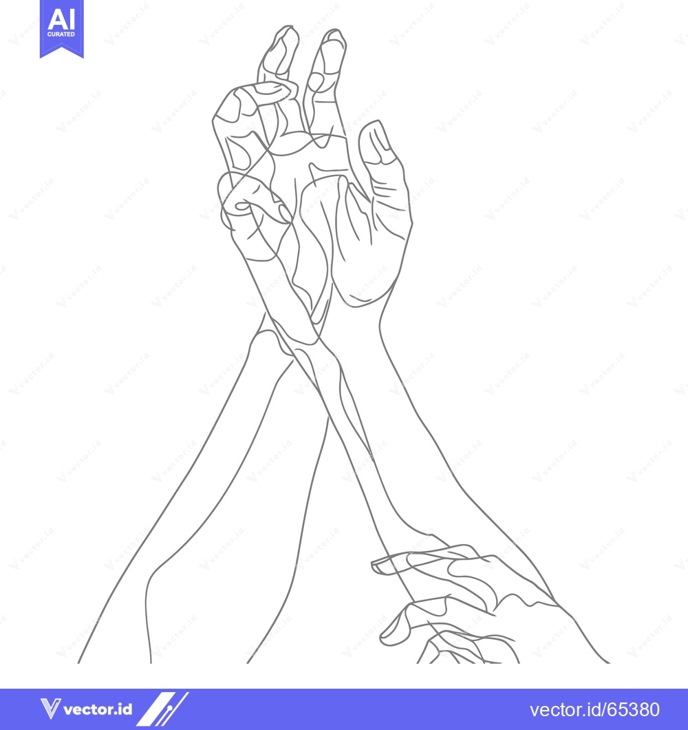 Premium Vector of Two Intertwined Hands in a Continuous Line Drawing