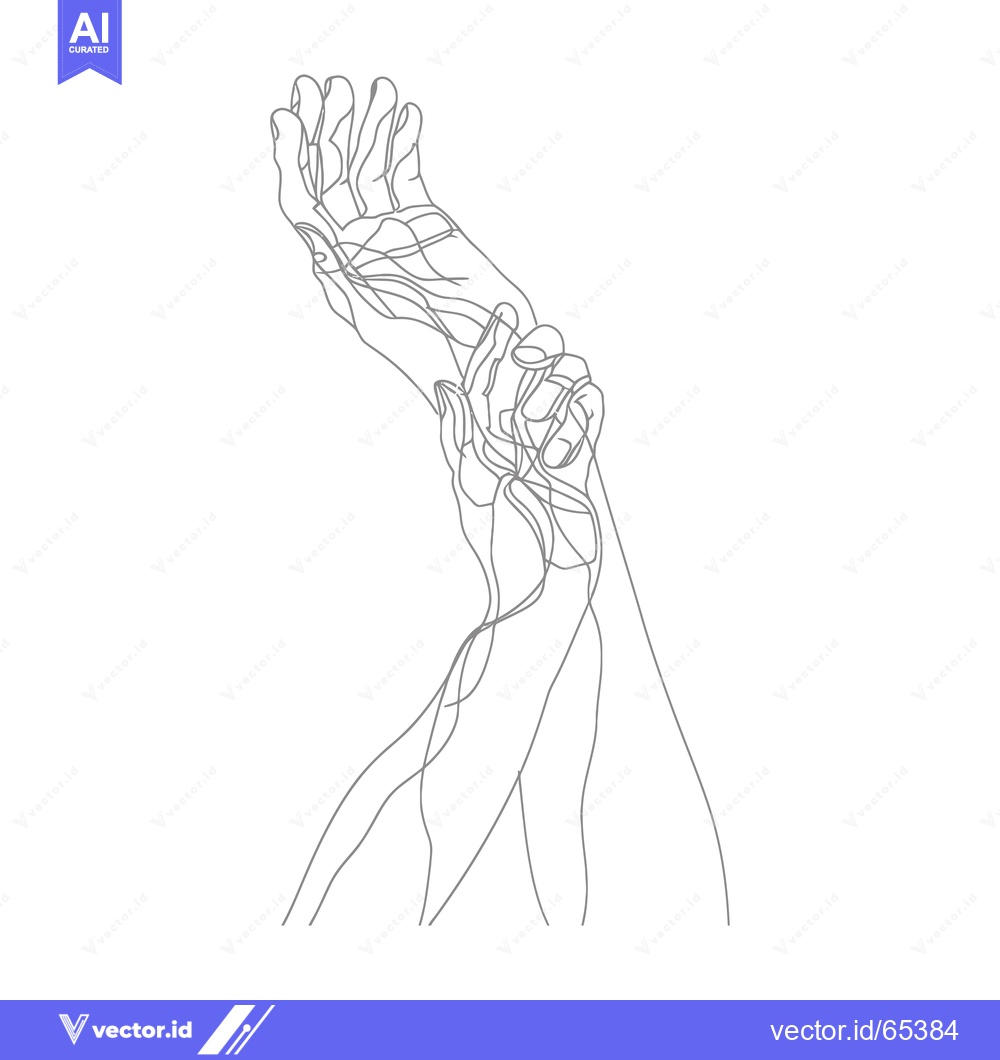 Premium Vector dari Line Art Drawing of Two Hands Clasped Together