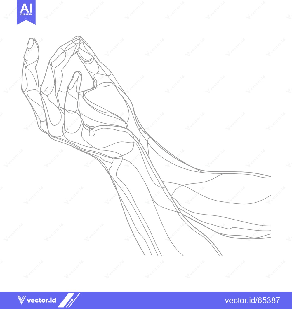 Premium Vector of A Line Art Drawing of an Extended Hand with Fingers Curved Inward