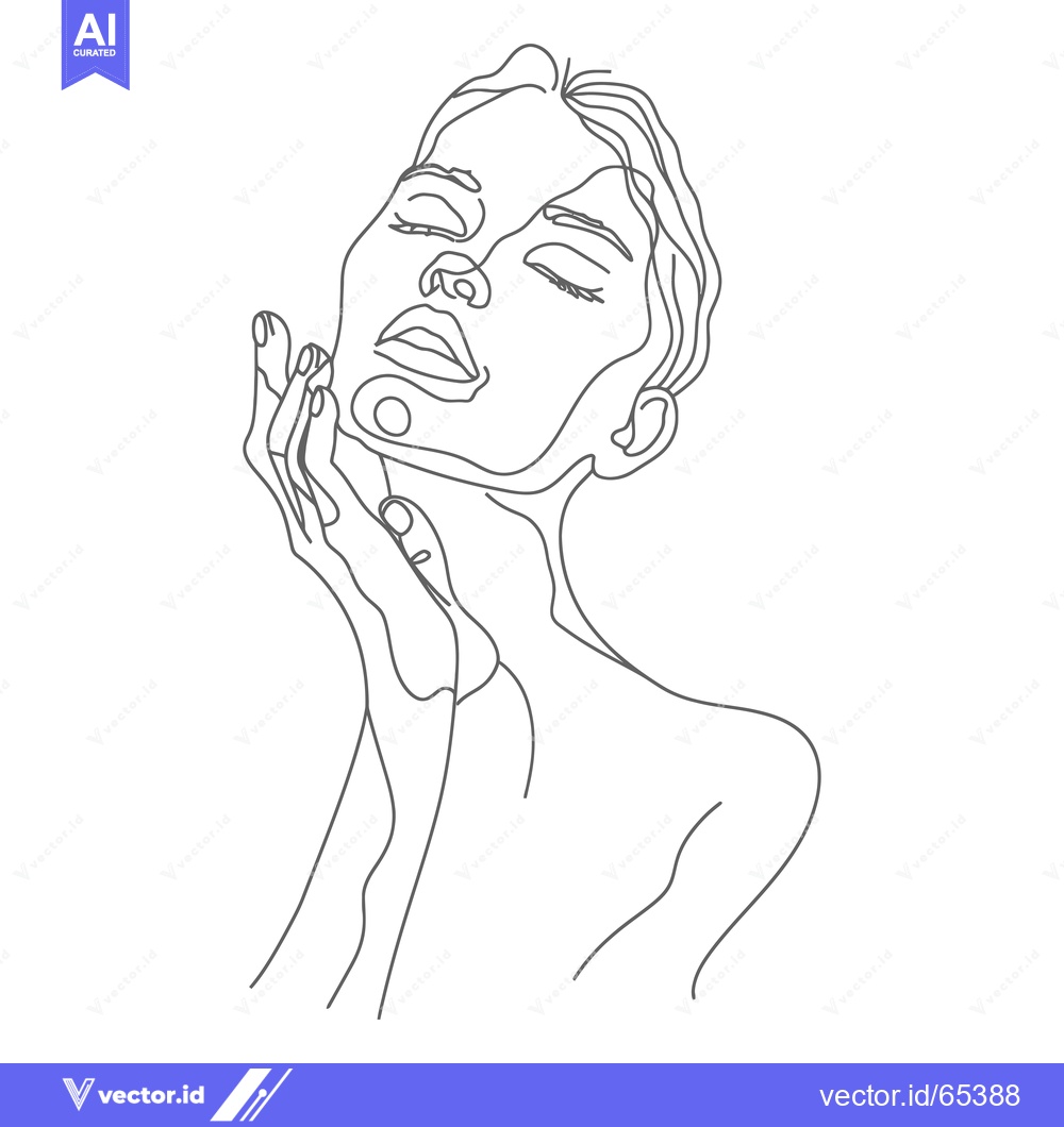 Premium Vector of Continuous Line Drawing of a Woman with Closed Eyes