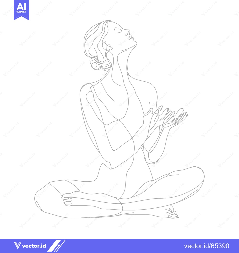 Premium Vector dari One-Line Drawing of a Woman in a Seated Yoga Pose