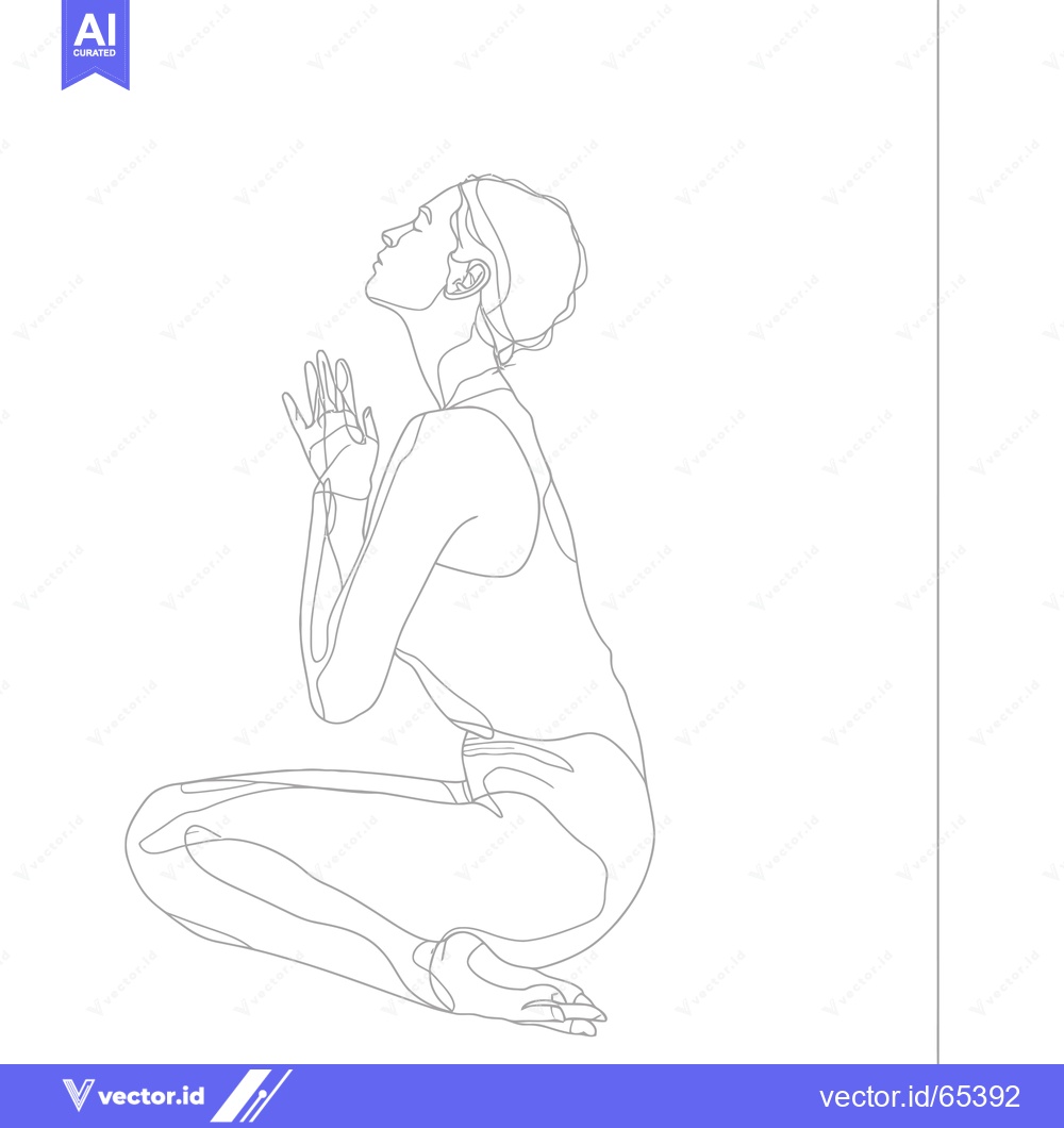 Premium Vector of Line Drawing of a Woman in a Yoga Pose, Looking Up