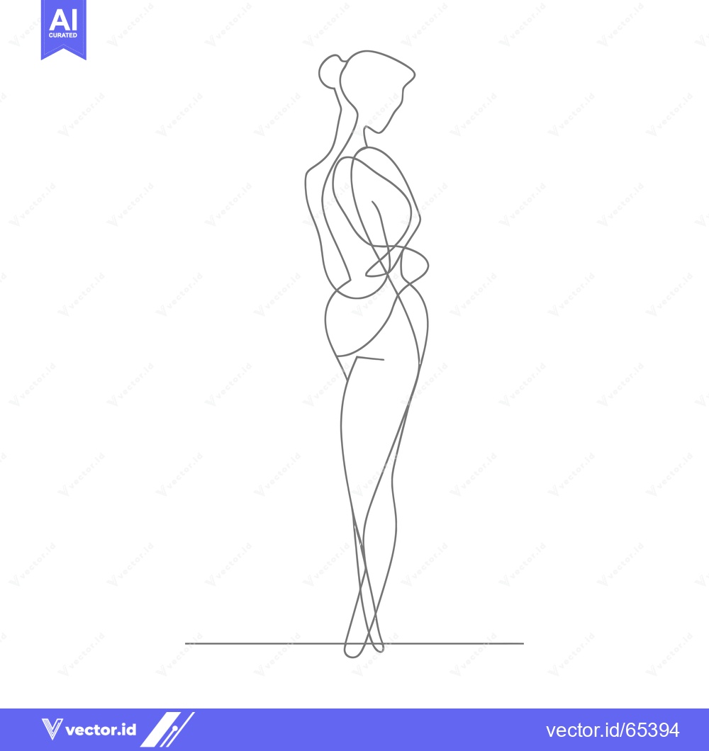 Premium Vector of Single-Line Drawing of a Woman in a Dress