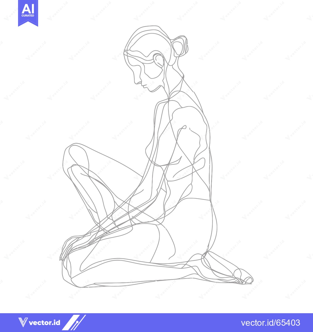 Premium Vector of Single-Line Illustration of a Woman Sitting with Her Legs Crossed