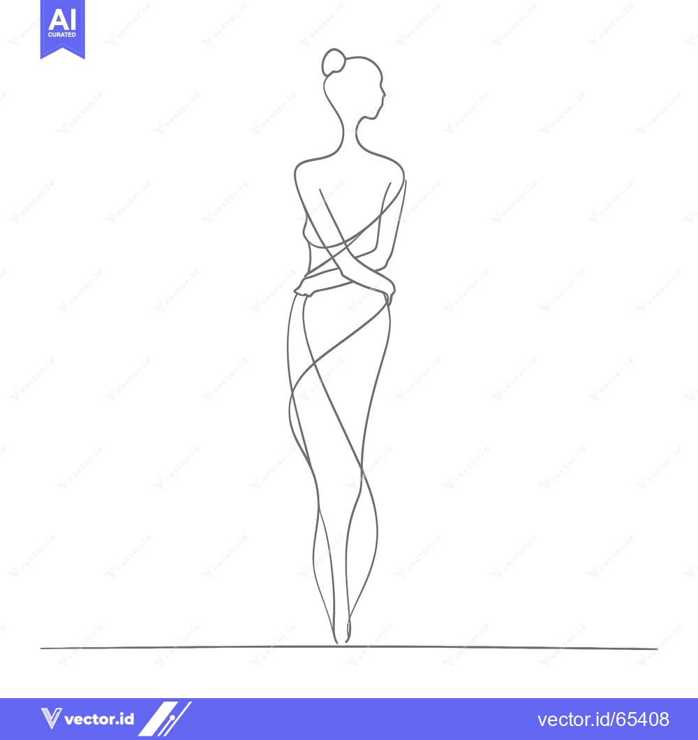 Premium Vector dari Single Line Drawing of a Woman in a Dress