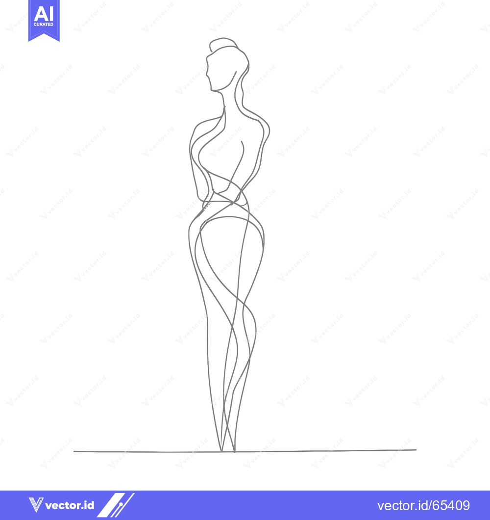 Premium Vector dari Single-Line Drawing of a Standing Woman