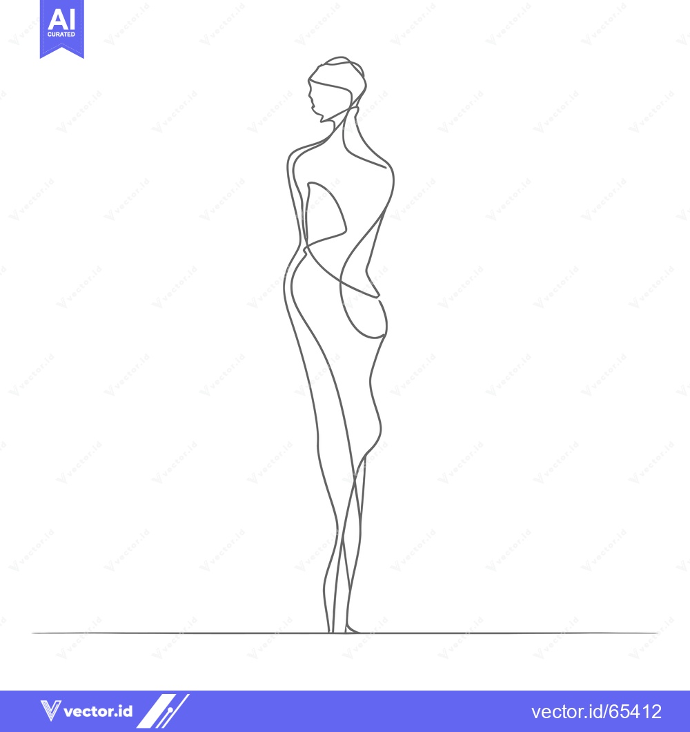 Premium Vector of Single Line Drawing of a Woman Standing with Her Back Turned