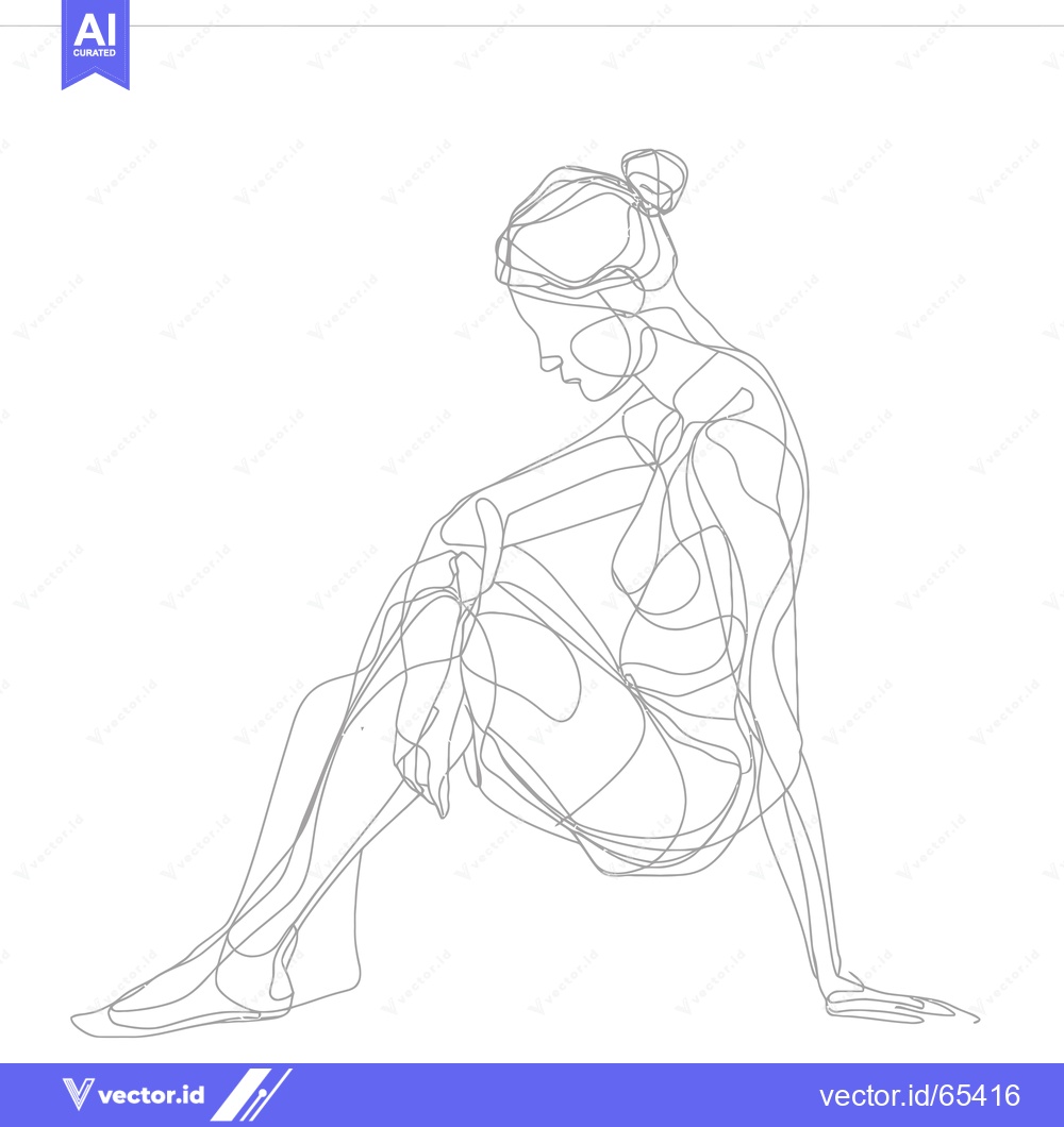 Premium Vector of Abstract Line Drawing of a Seated Woman