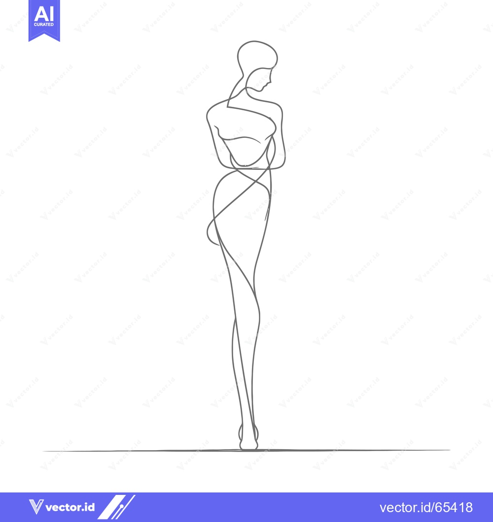 Premium Vector of Single Line Art Drawing of a Woman in a Dress