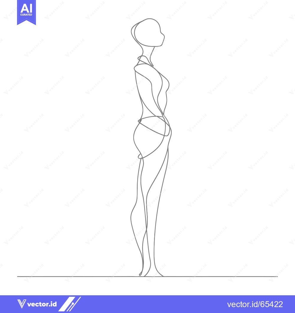 Premium Vector of Continuous Line Drawing of a Woman Standing