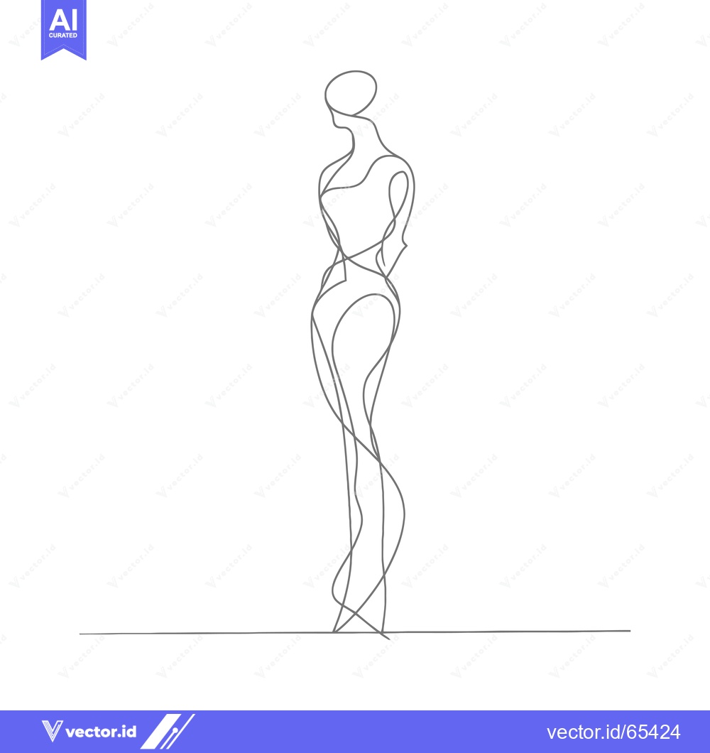 Premium Vector of Single Line Drawing of a Woman in a Dress