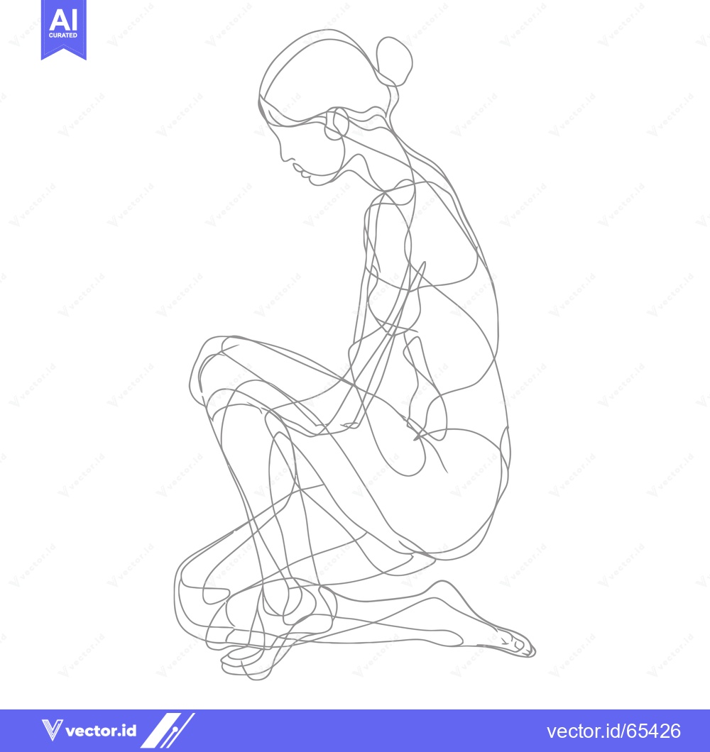 Premium Vector of Single-Line Illustration of a Woman in a Sitting Pose