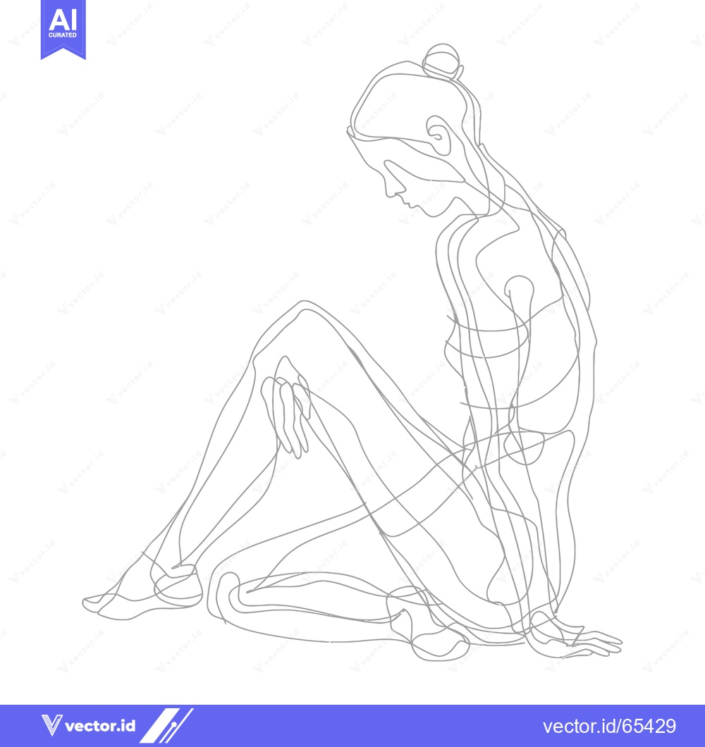 Premium Vector dari One-Line Drawing of a Woman Sitting with Her Legs Crossed