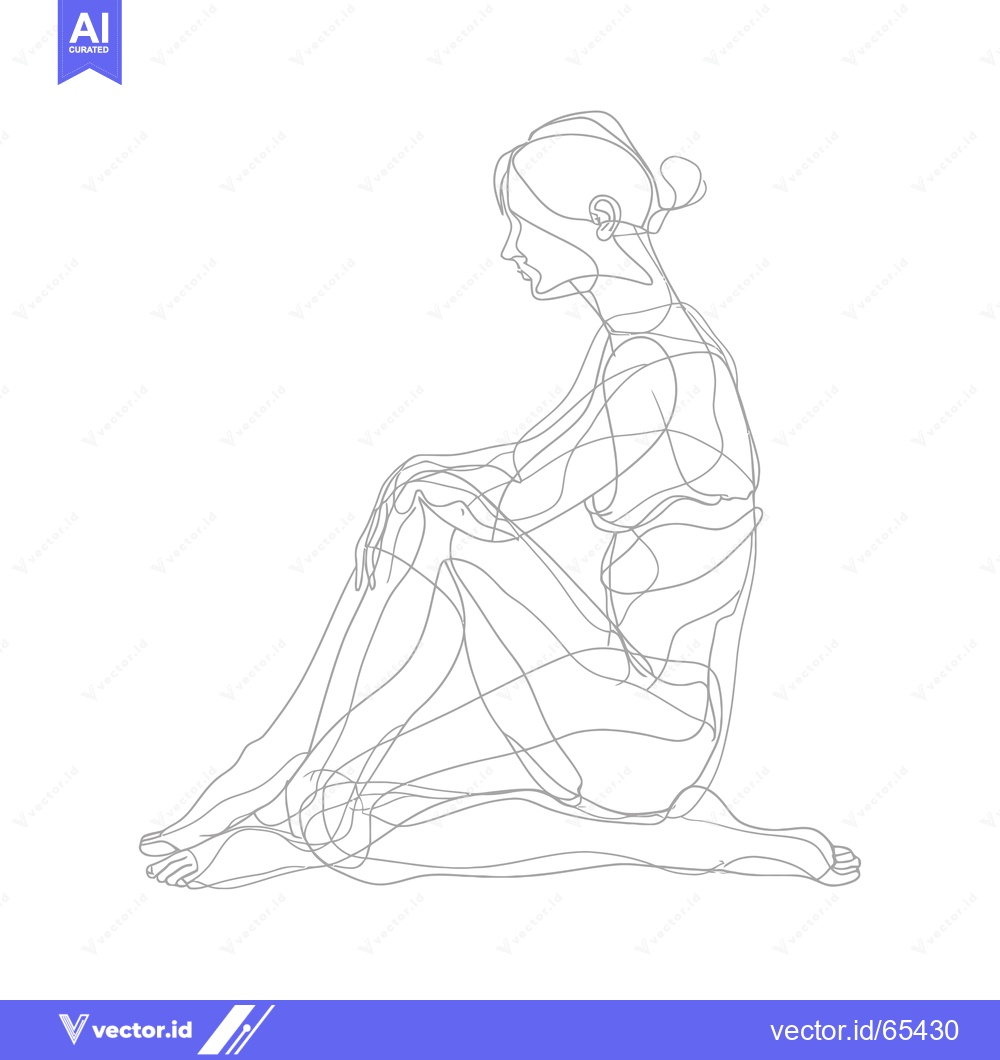 Premium Vector dari Continuous Line Drawing of a Woman Sitting with Her Legs Crossed