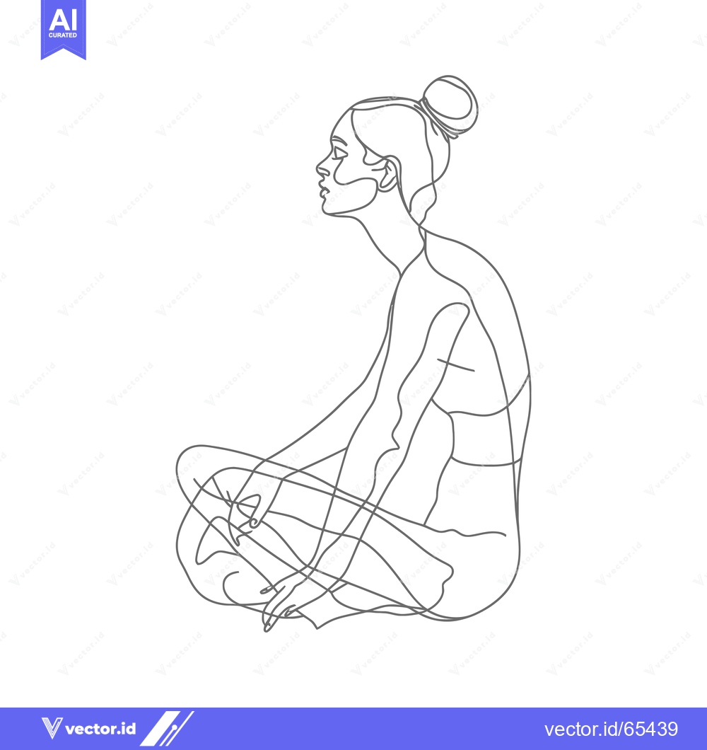 Premium Vector dari A single-line drawing of a woman sitting with her legs crossed.
