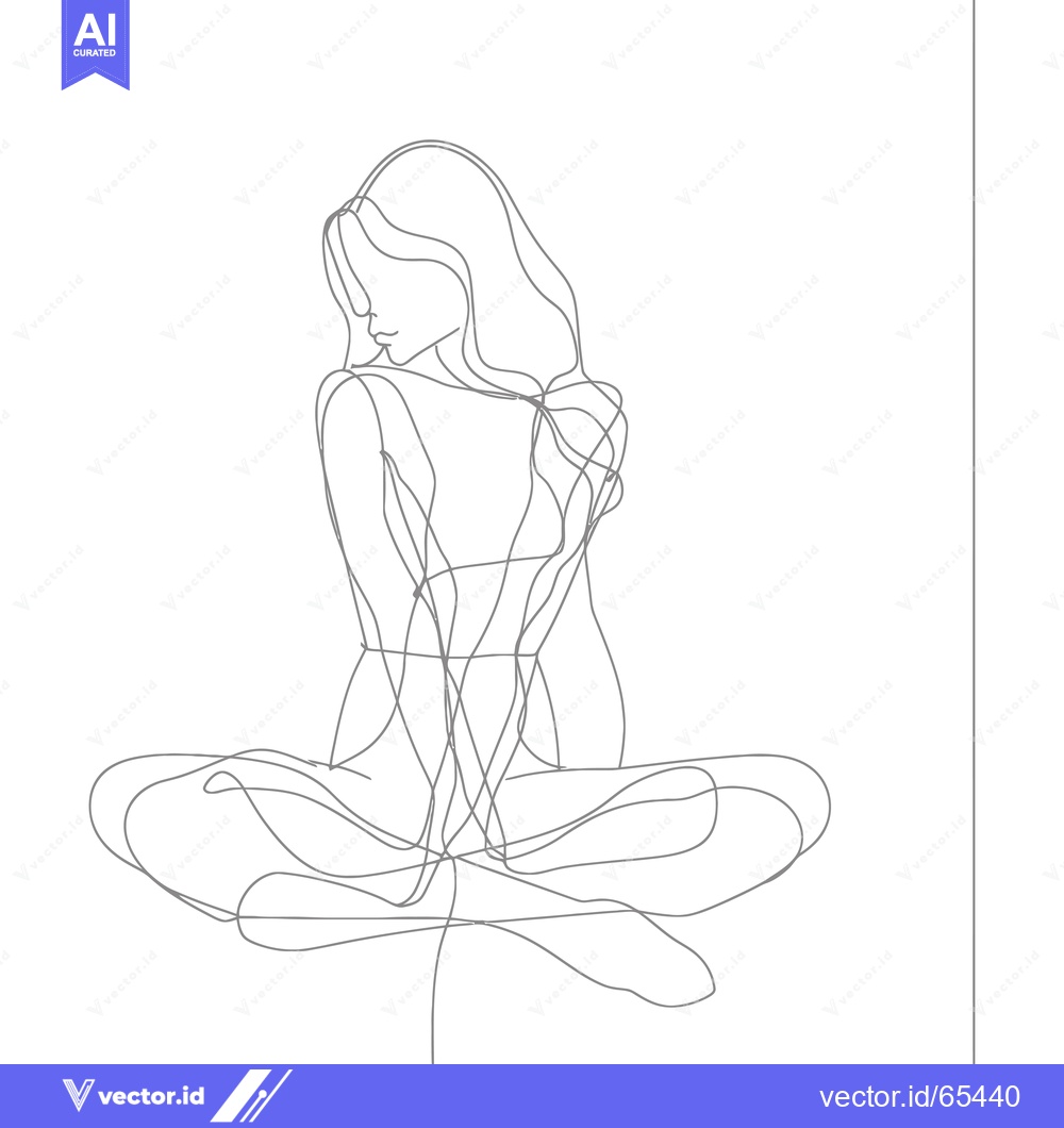 Premium Vector dari Single-Line Drawing of a Woman Sitting with Legs Crossed