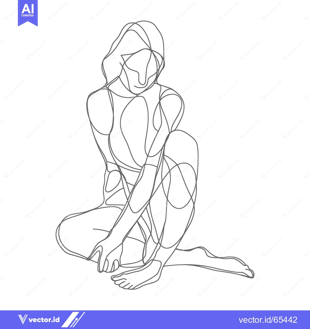 Premium Vector dari A Single-Line Drawing of a Woman Sitting with Her Legs Crossed
