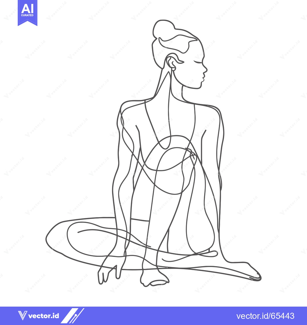 Premium Vector of Single-Line Drawing of a Woman Sitting in a Yoga Pose