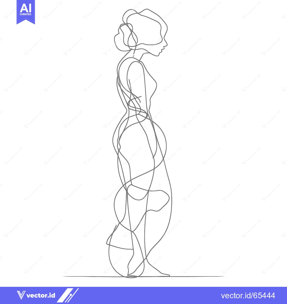 Premium Vector of Continuous Line Drawing of a Woman in Profile