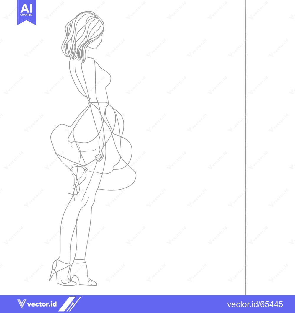 Premium Vector of Line Drawing of a Woman in a Dress and Heels