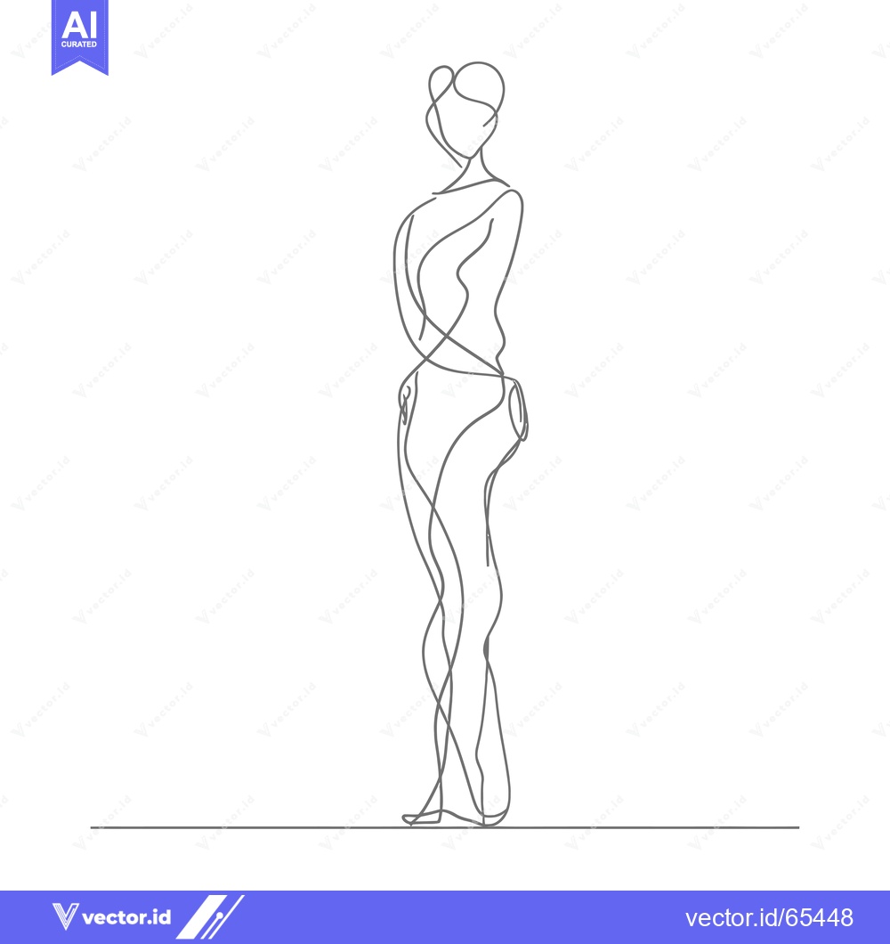 Premium Vector dari Single Continuous Line Drawing of a Woman Standing