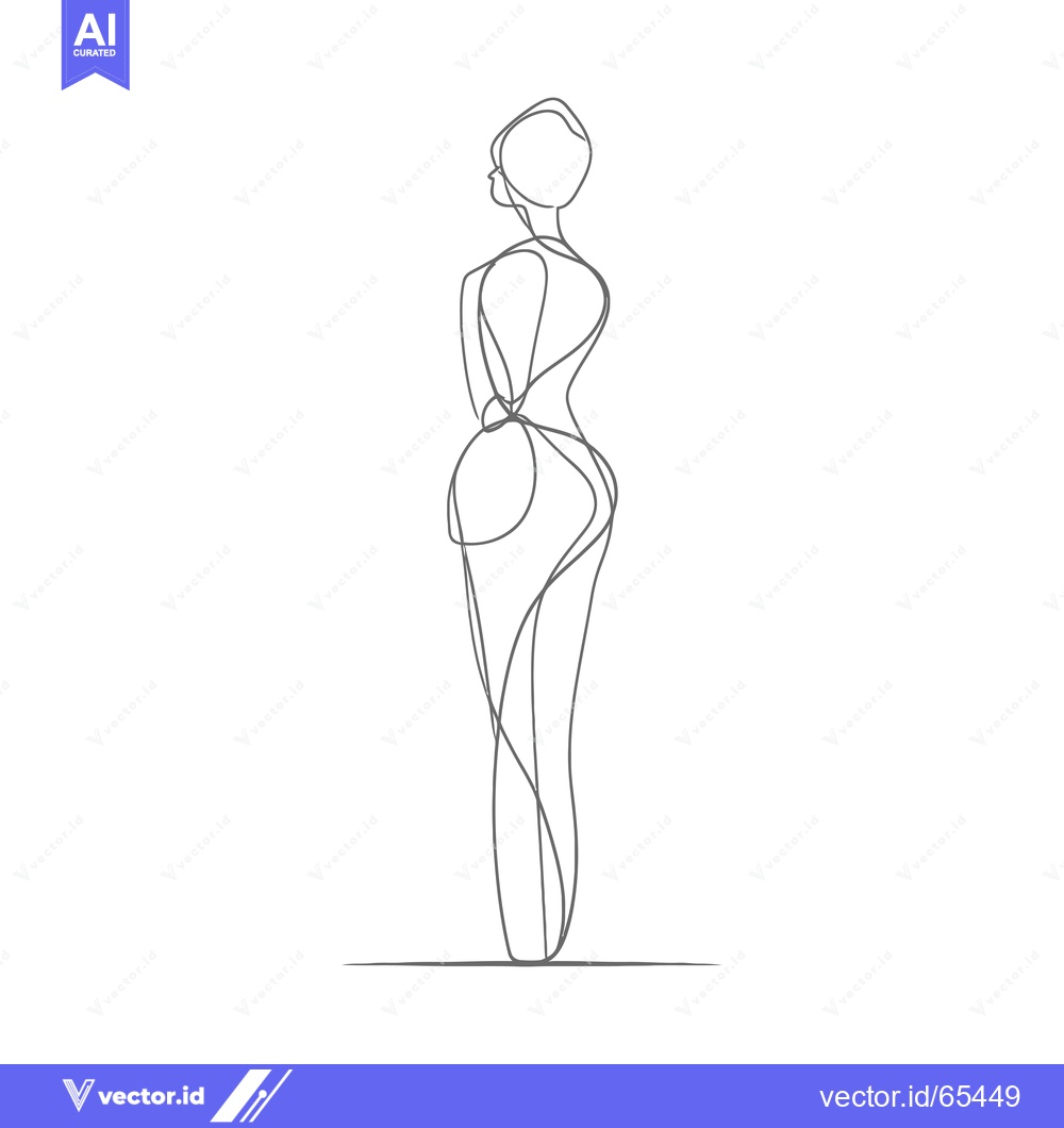 Premium Vector of Single-Line Drawing of a Woman Standing with Her Back Turned