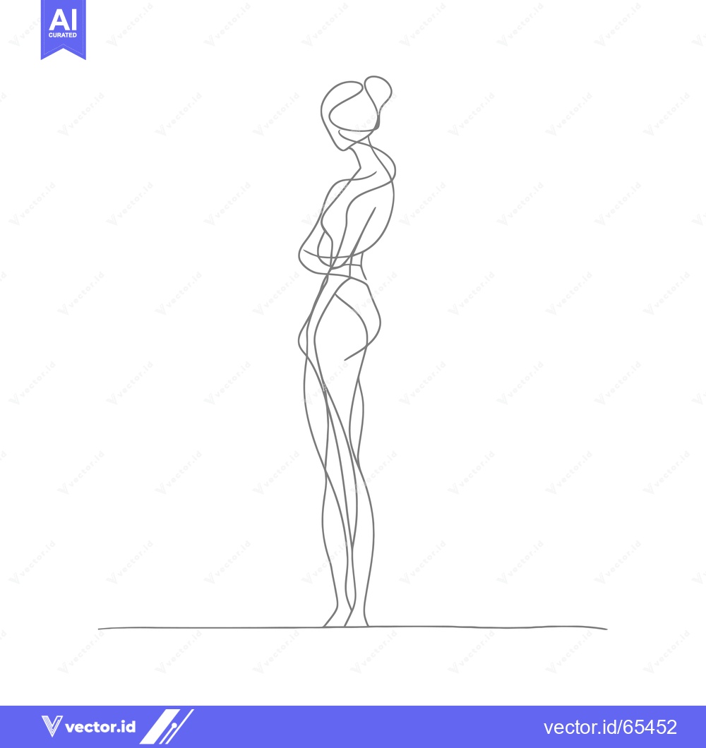 Premium Vector dari Continuous Line Drawing of a Woman Standing with Arms Crossed