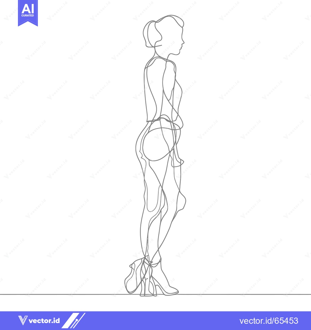 Premium Vector dari Continuous Line Drawing of a Woman in Heels