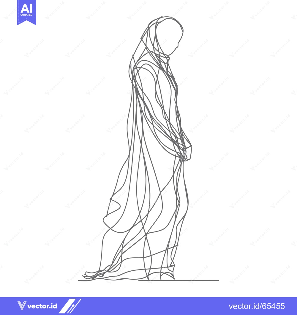 Premium Vector dari Single-Line Drawing of a Woman Wearing a Long Robe